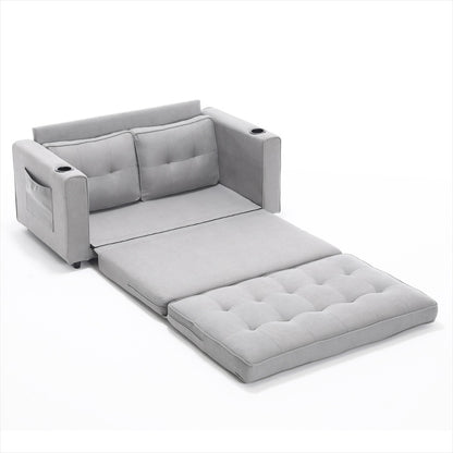 3-in-1 Upholstered Futon Sofa Convertible Sofa Bed,Foldable Tufted Loveseat With Pull Out Sleeper Couch Bed