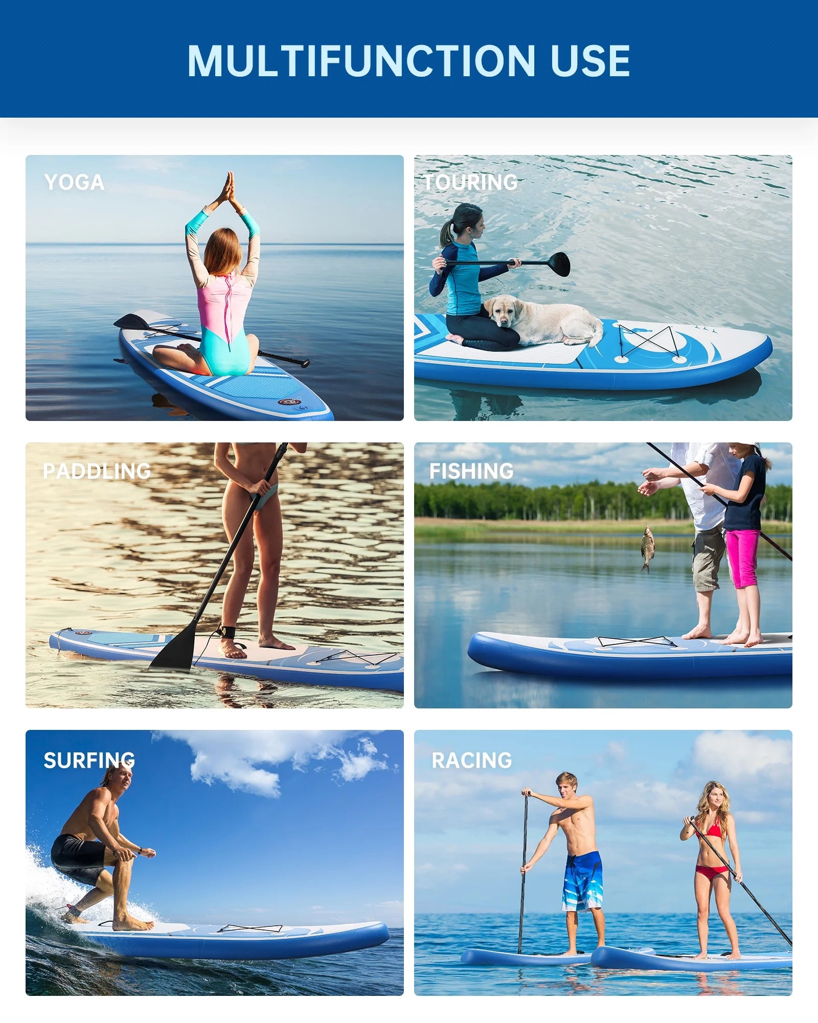 Inflatable Paddle Board Stand up Paddle Board 6 in Thick with Sup Accessories & Carry Bag & Fast Pumping for Adults & Youth