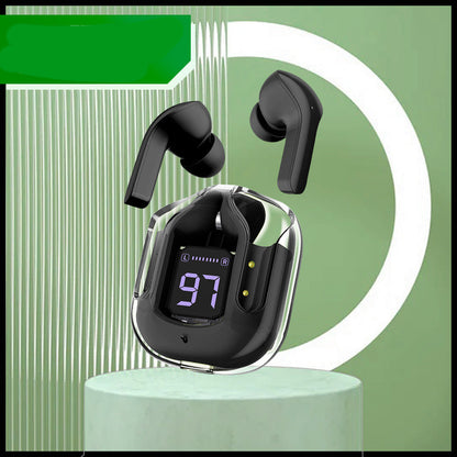 New Mini Transparent Wireless Bluetooth Headset Digital Display ENC Noise Reduction True Wireless Sports Music