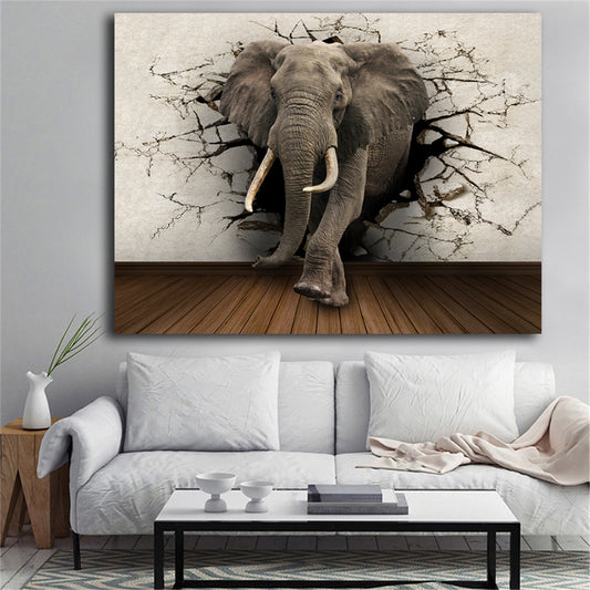 Pintura en lienzo de elefante para decoración creativa del hogar