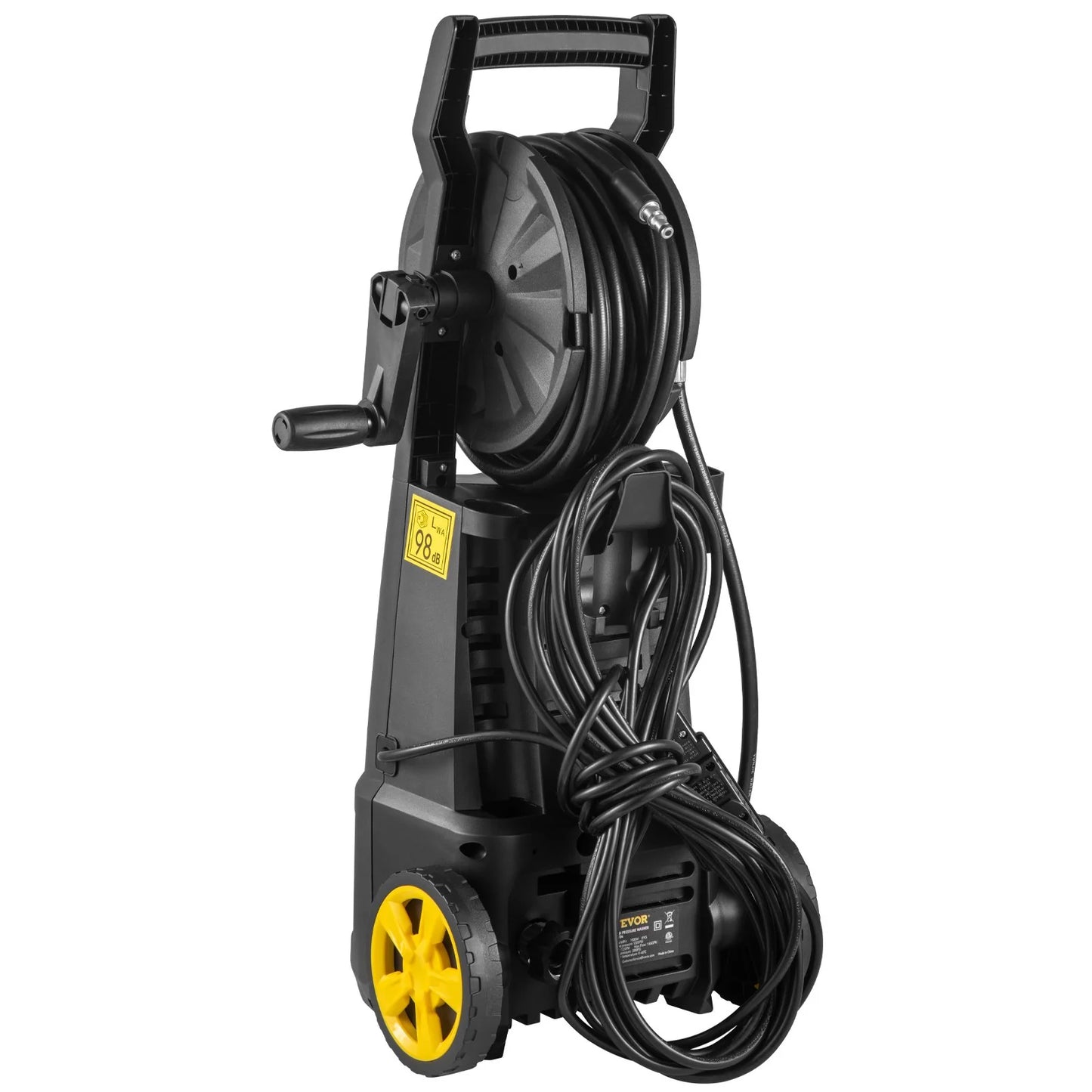 VEVOR Electric Pressure Washer, 2000 PSI, Max 1.65 GPM Power Washer W/ 30 Ft Hose & Reel, 5 Quick Connect Nozzles, Foam Cannon, Portable to Clean Patios, Cars, Fences, Driveways, ETL Listed