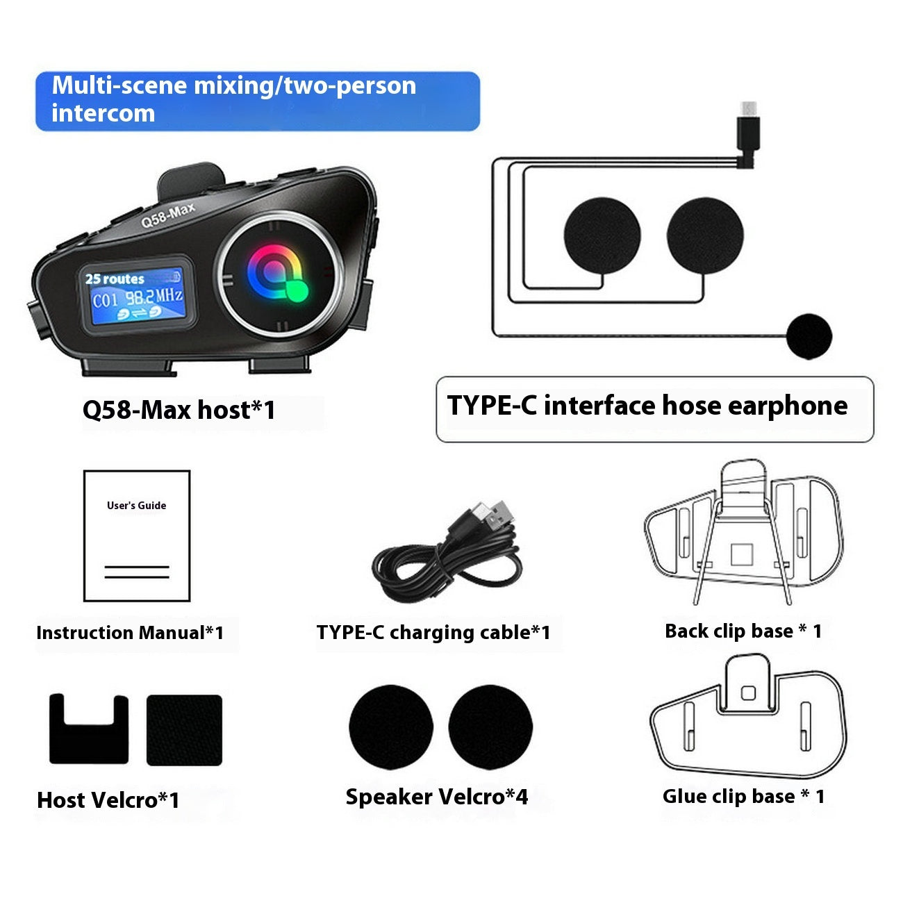 Mixing Intercom Helmet Bluetooth-compatible Headset With FM TF Card