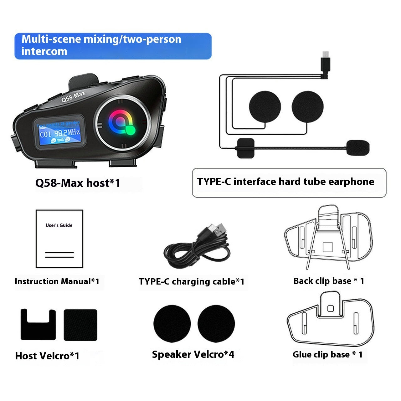 Mixing Intercom Helmet Bluetooth-compatible Headset With FM TF Card