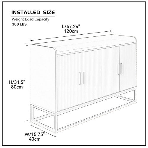 Modern Kitchen Buffet Storage Cabinet Cabinet White Gloss With Metal Legs For Living Room Kitchen