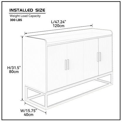 Modern Kitchen Buffet Storage Cabinet Cabinet White Gloss With Metal Legs For Living Room Kitchen