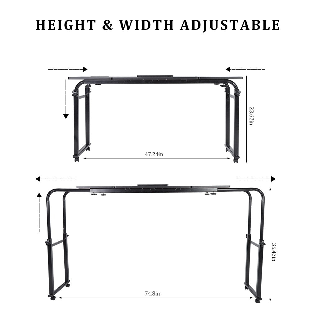 Adjustable Laptop Cart Mobile Computer Desk Overbed Writing Table with Wheels 02#