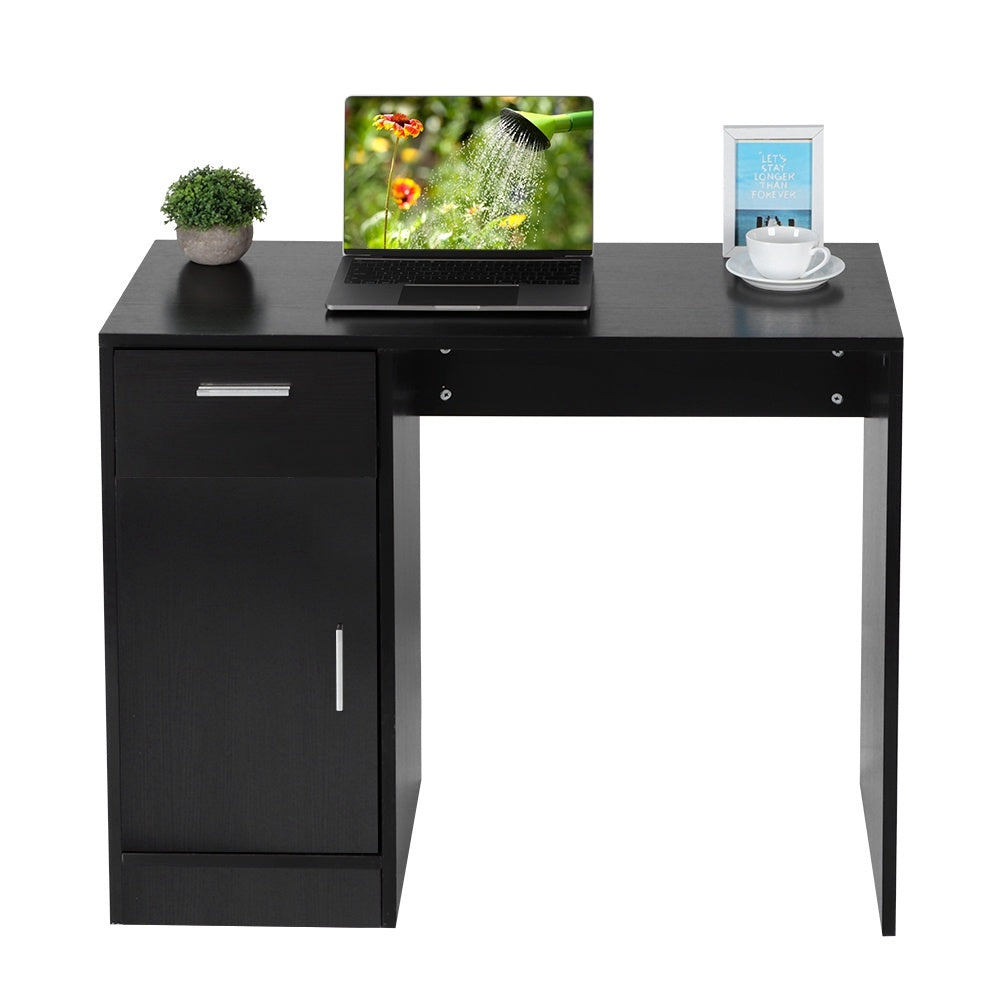 1 Drawer 1 Door Compact Computer PC Laptop Desk Table Workstation Home Office (Black)