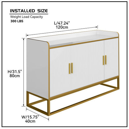 Modern Kitchen Buffet Storage Cabinet Cabinet White Gloss With Metal Legs For Living Room Kitchen