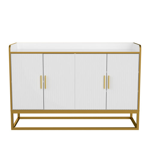 Modern Kitchen Buffet Storage Cabinet Cabinet White Gloss With Metal Legs For Living Room Kitchen