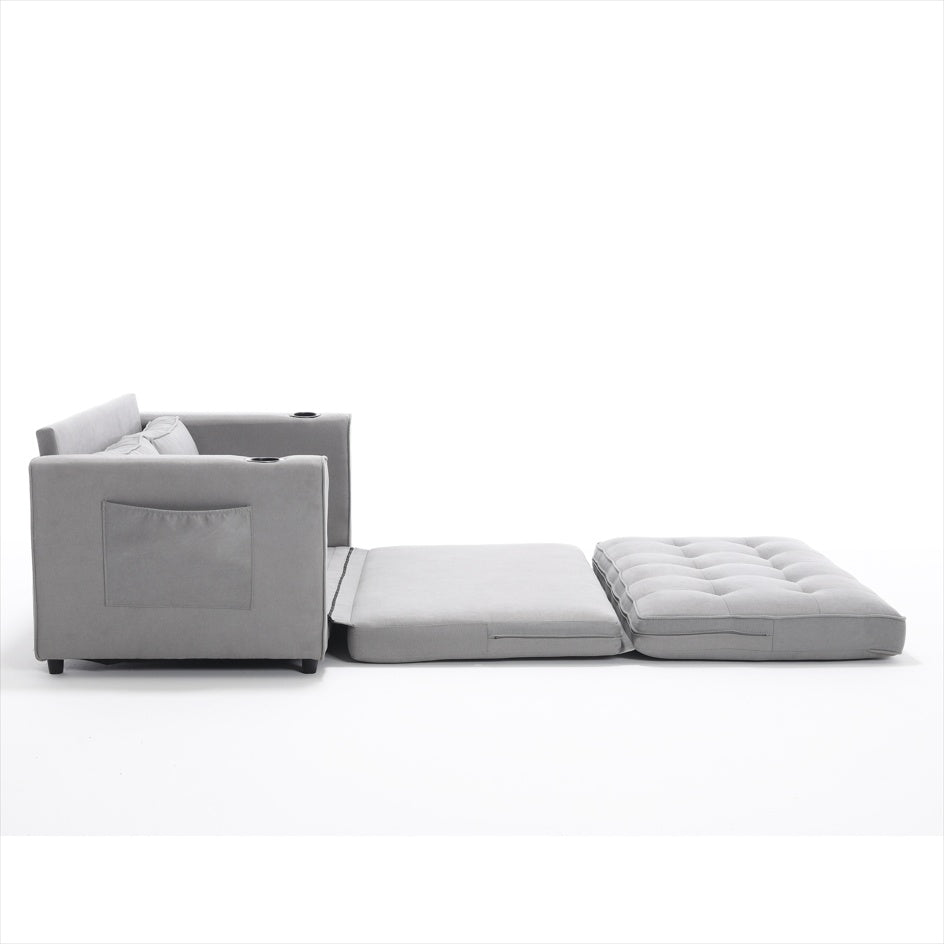 3-in-1 Upholstered Futon Sofa Convertible Sofa Bed,Foldable Tufted Loveseat With Pull Out Sleeper Couch Bed