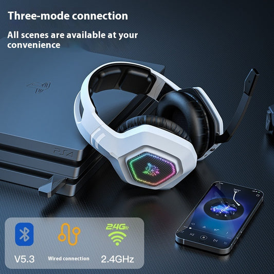 Auriculares inalámbricos para juegos con Bluetooth 24G y sonido RGB luminoso.