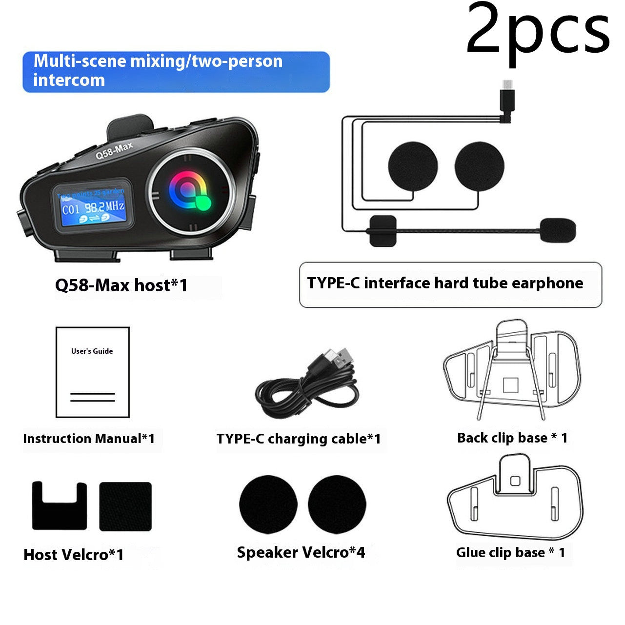 Mixing Intercom Helmet Bluetooth-compatible Headset With FM TF Card