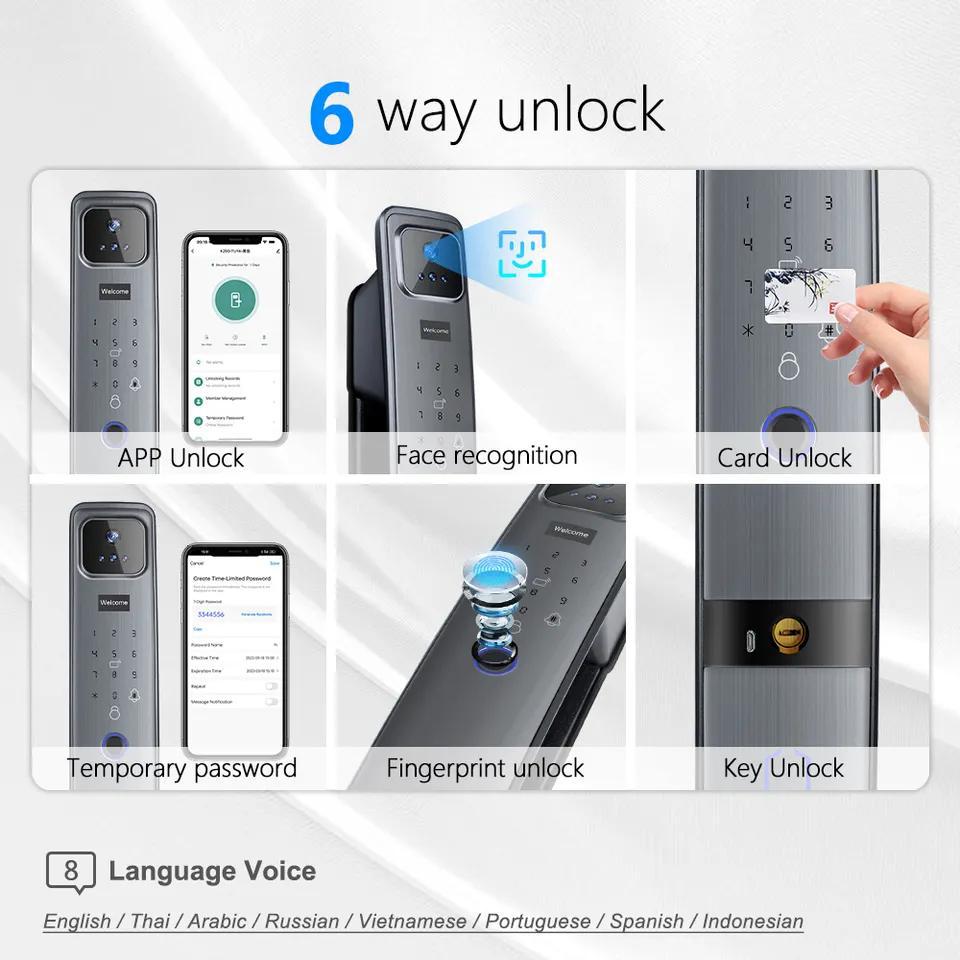 Face Recognition Anti-theft Fingerprint Password Smart Door Lock