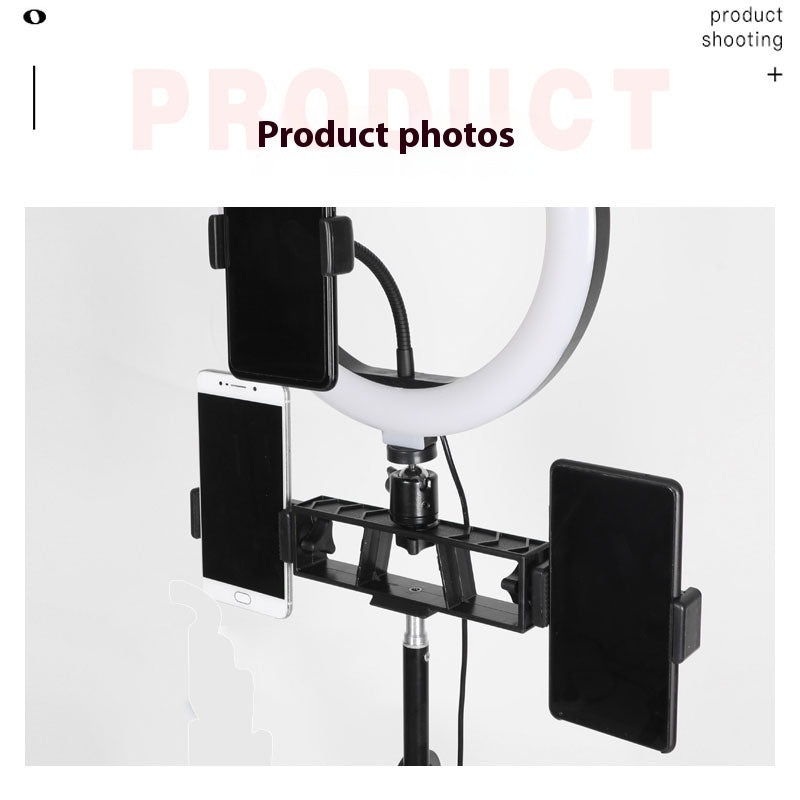 Cross Bar Tray Storage Rack With Microphone Beauty Fill Light Photography Floor Mobile Phone Bracket