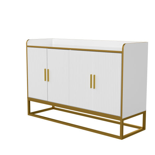 Modern Kitchen Buffet Storage Cabinet Cabinet White Gloss With Metal Legs For Living Room Kitchen