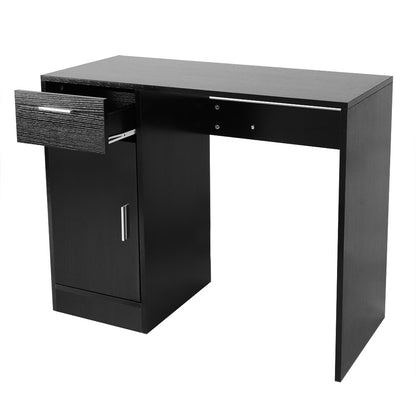 1 Drawer 1 Door Compact Computer PC Laptop Desk Table Workstation Home Office (Black)