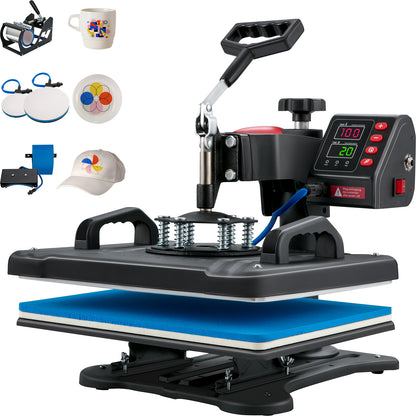 VEVOR Heat Press, 5 In 1 Heat Press Machine Machine 12x15, Clamshell Sublimation Transfer Printer Fast Heat-up, Digital Precise Temperature Control, Vinyl Heat Press For T-Shirt Plate Mug Cup, 900W